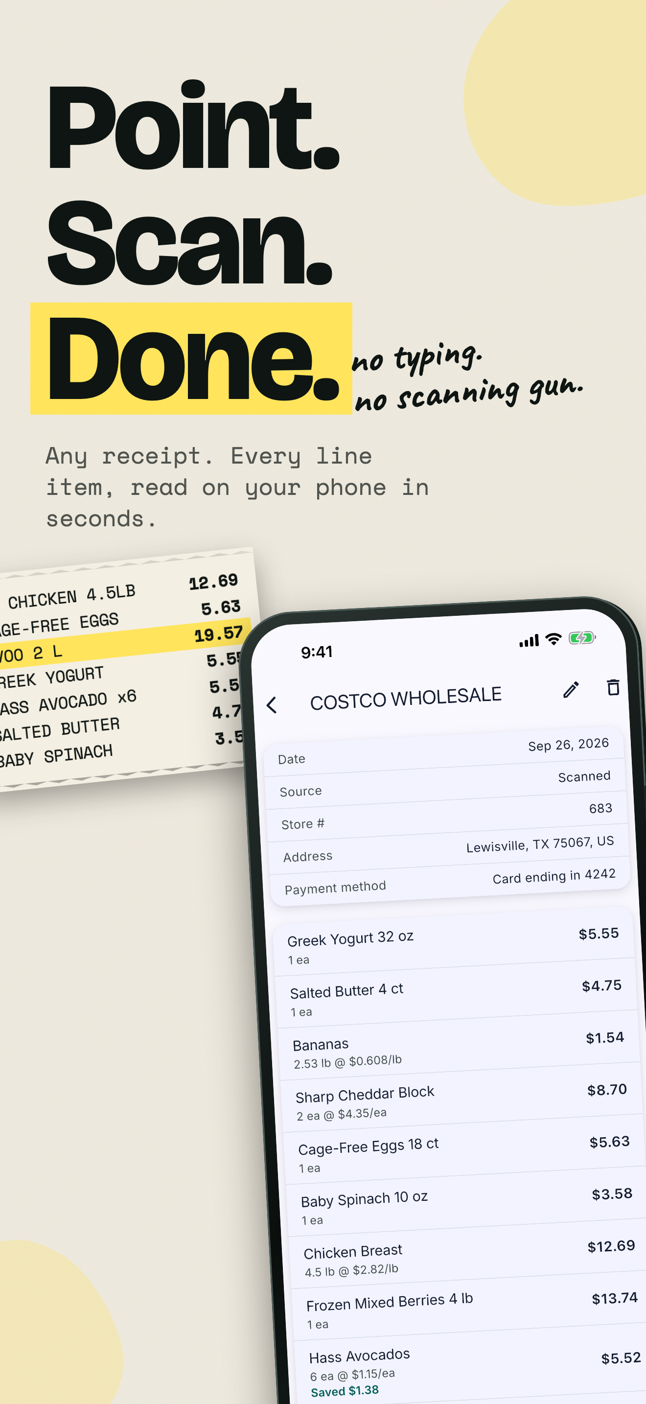 BasketPulse receipt scanning screen